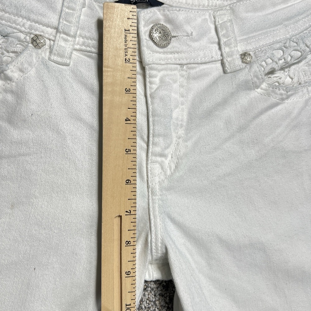 Silver Jeans Womens 31 White Suki Mid Capri 25" Lace Mid Rise Stretch Denim - Picture 14 of 16